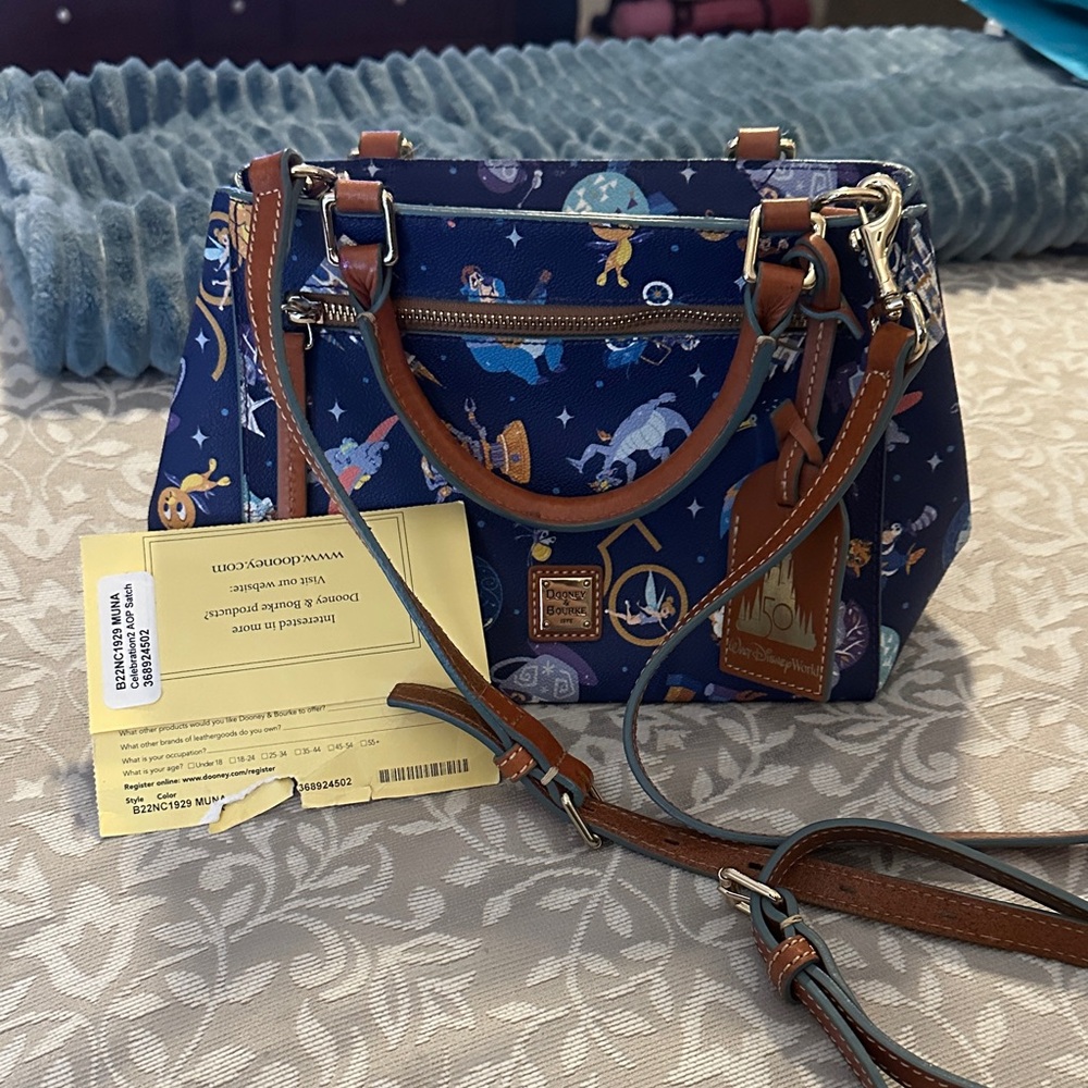 Disneys 50th Dooney & Bourke Navy Character Crossbody Satchel